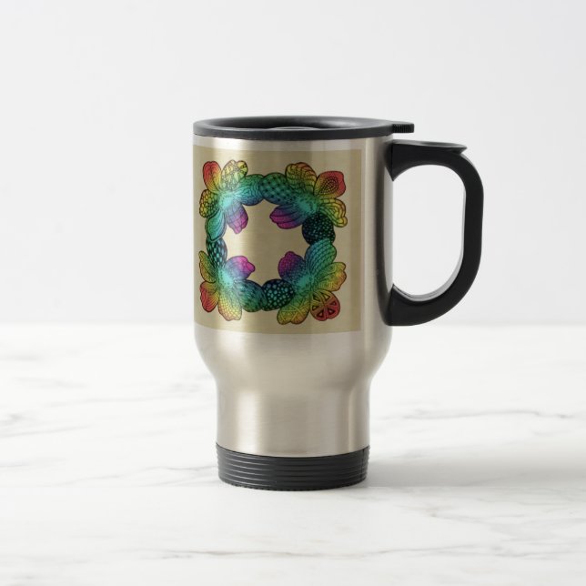Rainbow Blume Doodle Reisebecher (Rechts)