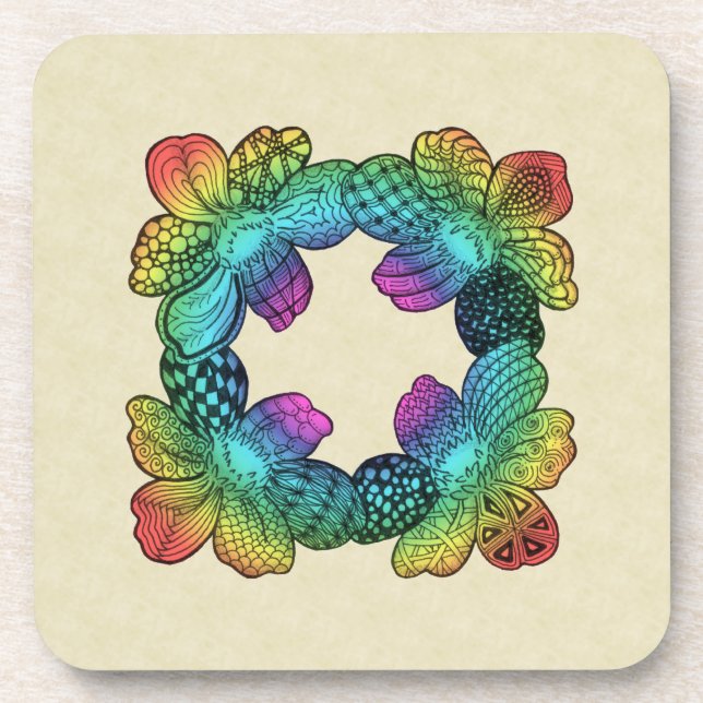 Rainbow Blume Doodle Untersetzer (Vorderseite)