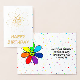 Rainbow Blume Foil Geburtstagskarte Folienkarte