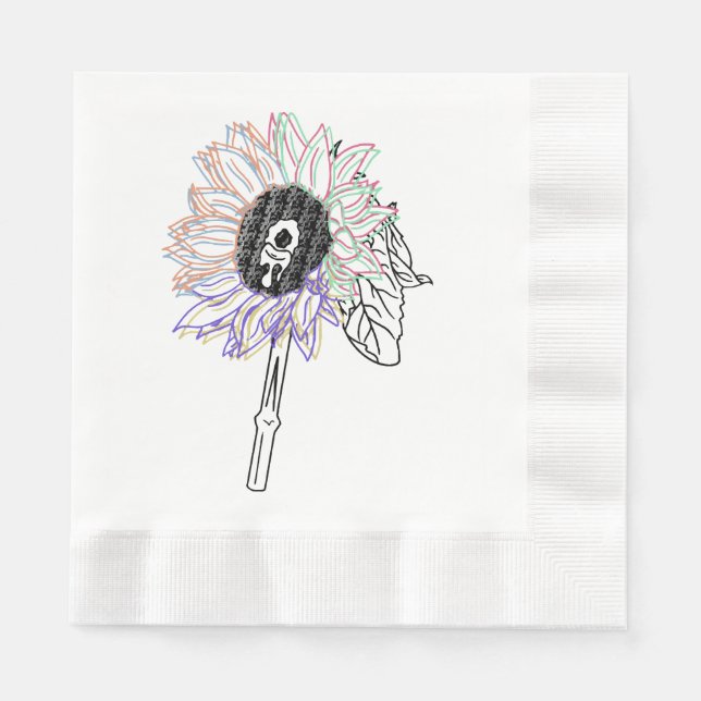 Rainbow Blume Funky Art Serviette (Vorderseite)