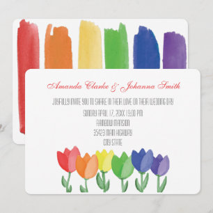 Rainbow BLUME GAY Lesbian Wedding Card Einladung