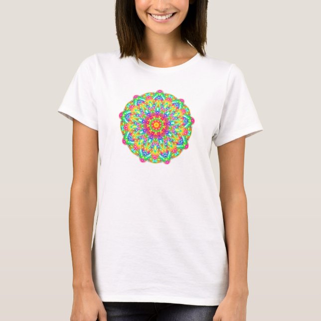 Rainbow Blume Mandala Boho T - Shirt (Vorderseite)