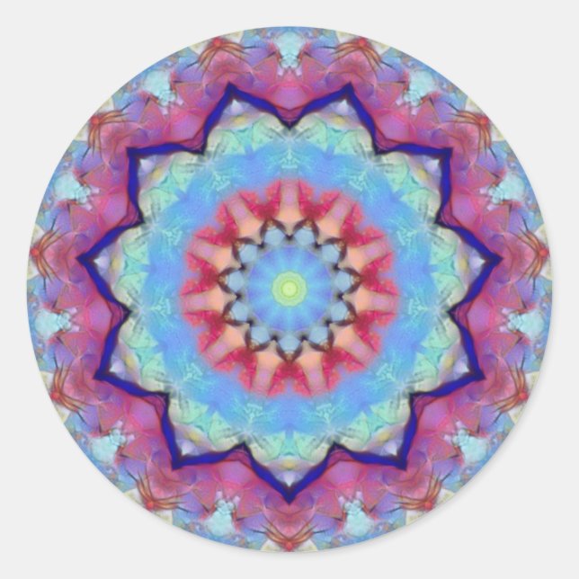 Rainbow Blume Mandala Kleine Rundkleber Runder Aufkleber (Vorderseite)