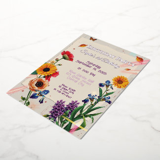 Rainbow-Blume - Modernes Collage Folieneinladung