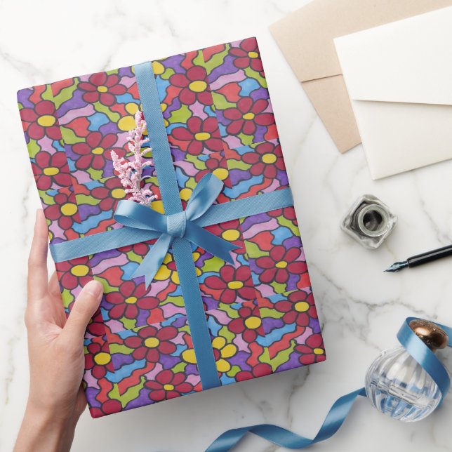Rainbow-Blume-Muster  Geschenkpapier (Schenken)