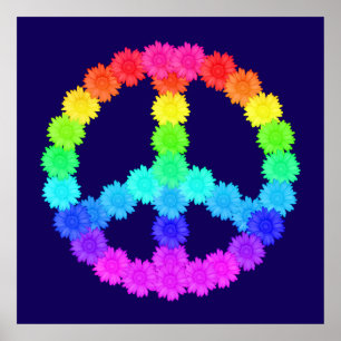 Rainbow Blume Peace Sign Poster