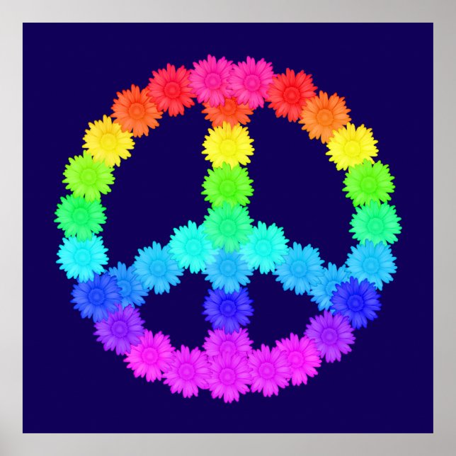 Rainbow Blume Peace Sign Poster (Vorne)