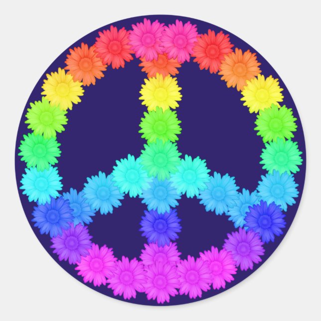 Rainbow Blume Peace Sign Sticker (Vorderseite)