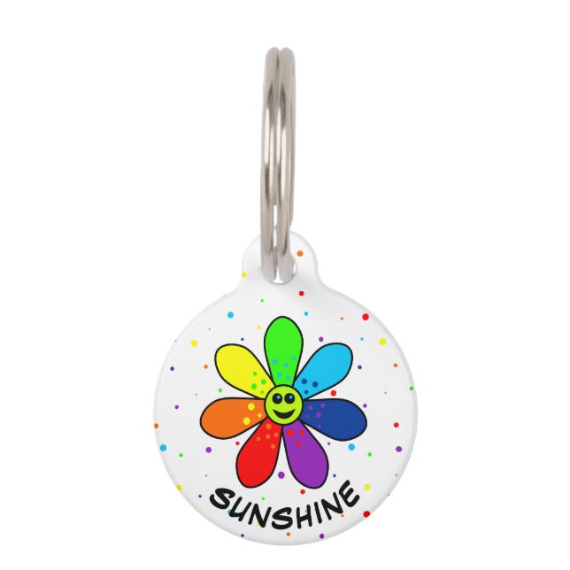 Rainbow Blume Pet Tag Tiernamensmarke (Vorderseite)