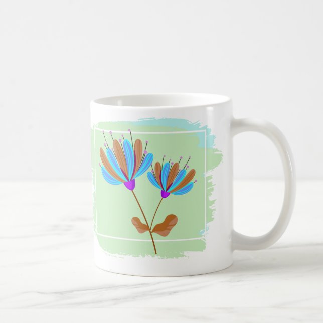 Rainbow Blume Pinselstriche Geometrie Kaffeetasse (Rechts)