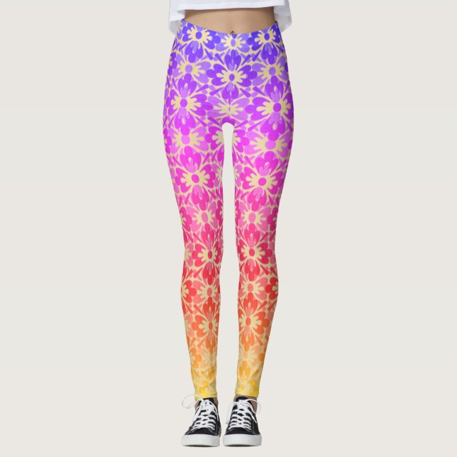 Rainbow Blume Power Leggings (Vorderseite)