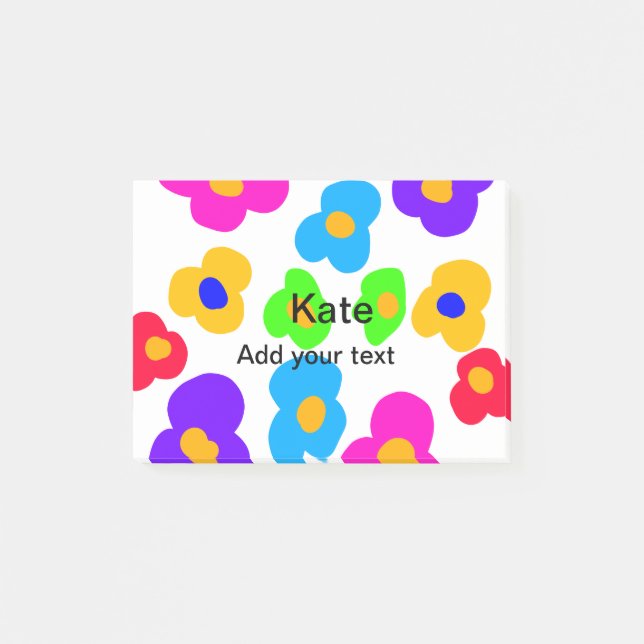 Rainbow Blume Pride Liebe hinzufügen Namenstext lq Post-it Klebezettel (Vorderseite)