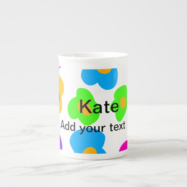 Rainbow Blume Pride Liebe hinzufügen Namenstext lq Prozellantasse (Vorderseite)
