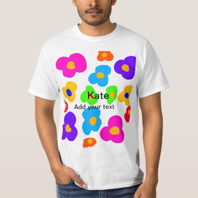 Rainbow Blume Pride Liebe hinzufügen Namenstext lq T-Shirt (Vorderseite)