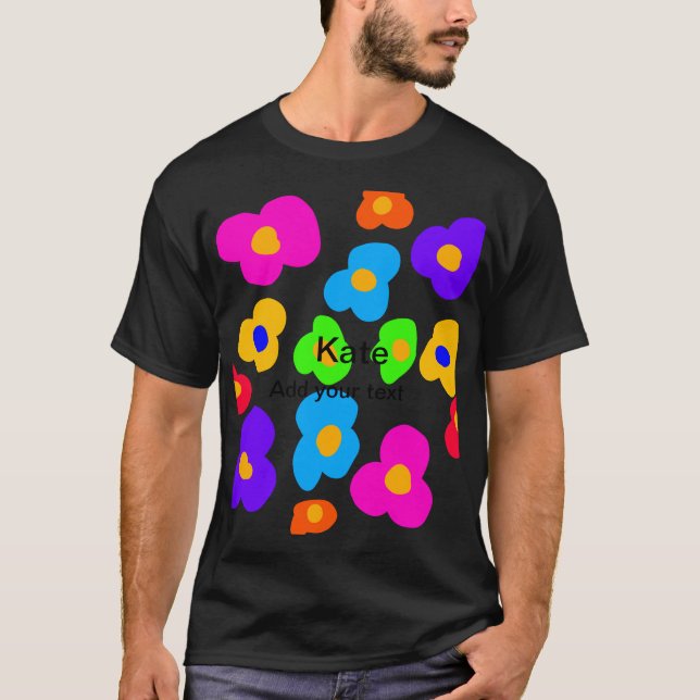 Rainbow Blume Pride Liebe hinzufügen Namenstext lq T-Shirt (Vorderseite)