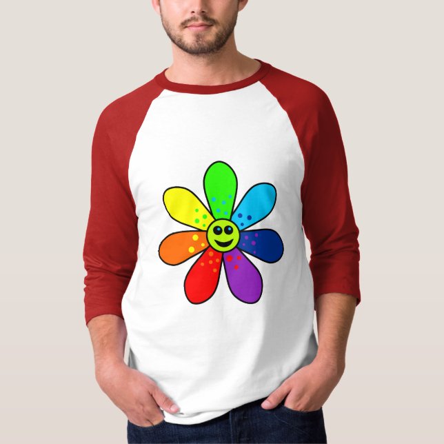 Rainbow Blume Raglan T - Shirt (Vorderseite)