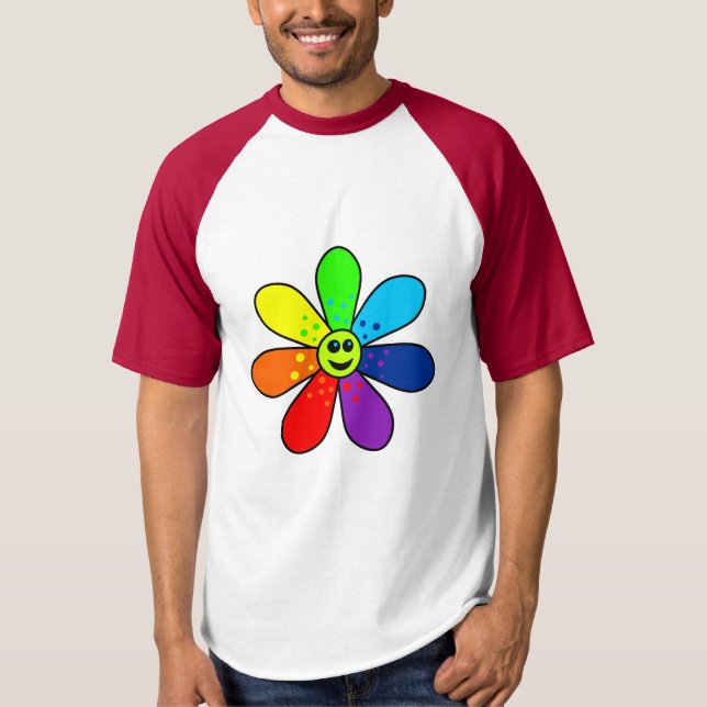 Rainbow Blume Raglan T - Shirt (Vorderseite)
