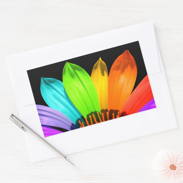 Rainbow-Blume Rechteckiger Aufkleber (Umschlag)