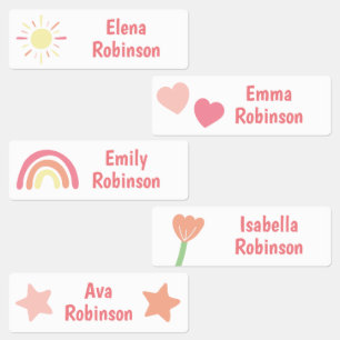 Rainbow Blume Star School Daycare Labels Etiketten