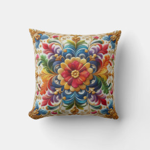 Rainbow-Blume Stickerei mit Blick auf Blumendesign Kissen