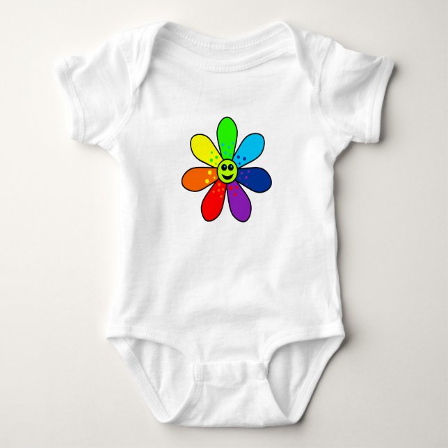 Rainbow Blumen Baby Bodysuit Strampler (Vorderseite)