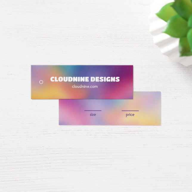 Rainbow Blur Clothing Size Price Hangtag Card (Schreibtisch)