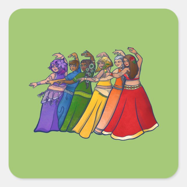 Rainbow Bly Dancer Art Bly Tanz Quadratischer Aufkleber (Vorderseite)
