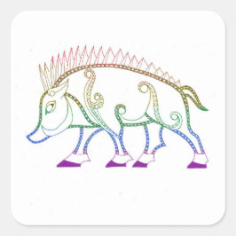 Rainbow Boar Quadratischer Aufkleber