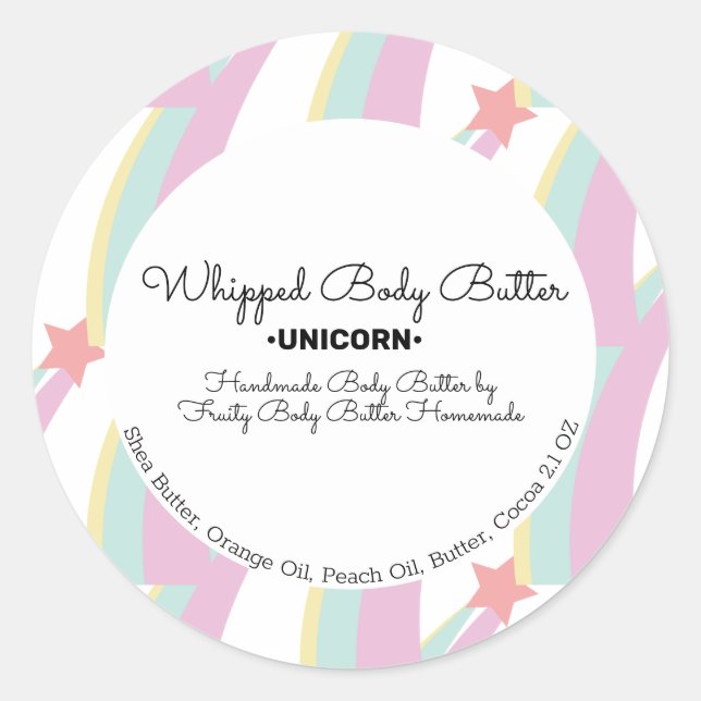 Rainbow Body Butter Bath Branding Packung Runder Aufkleber (Vorderseite)