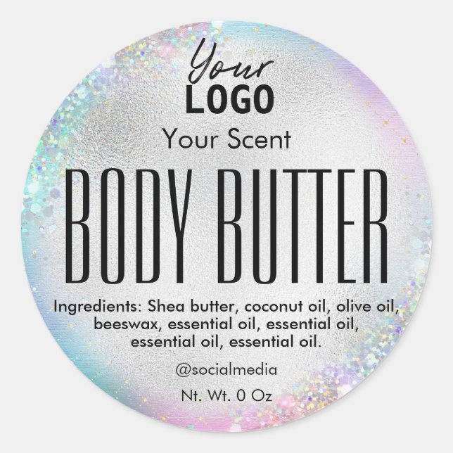 Rainbow Body Butter Labels Runder Aufkleber (Vorderseite)