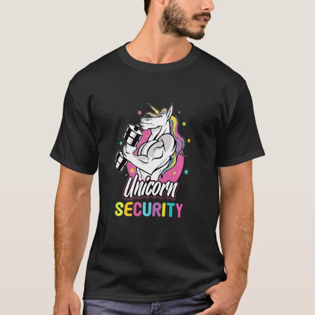Rainbow Bodybuilder Muscle Unicorn Security T-Shirt (Vorderseite)
