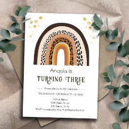 Rainbow Boho Animal Print 3. Geburtstag Einladung