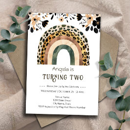 Rainbow Boho Animal Print Floral 2. Geburtstag Einladung