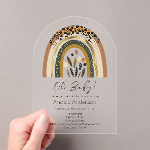 Rainbow Boho Baby Shower Acryleinladungen
