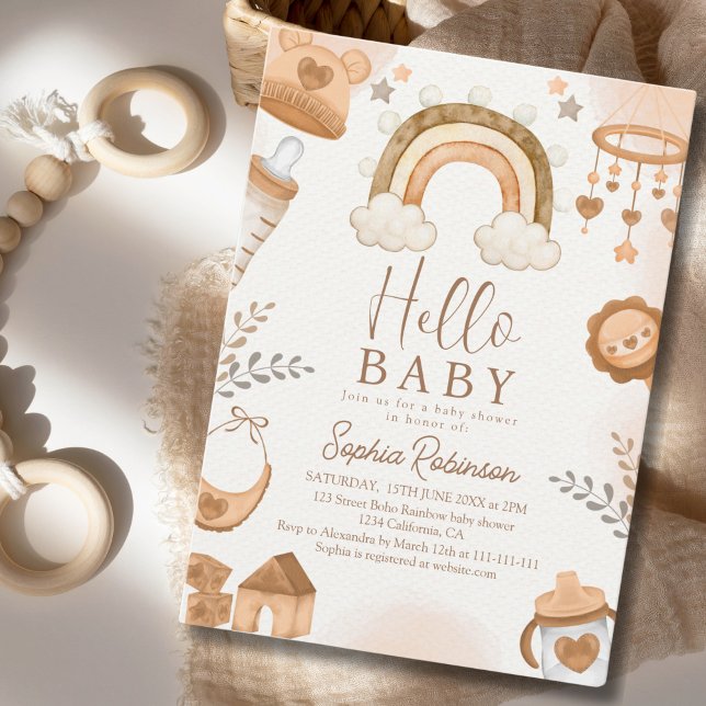 Rainbow Boho Baby Shower Gender Neutral Einladung (Von Creator hochgeladen)