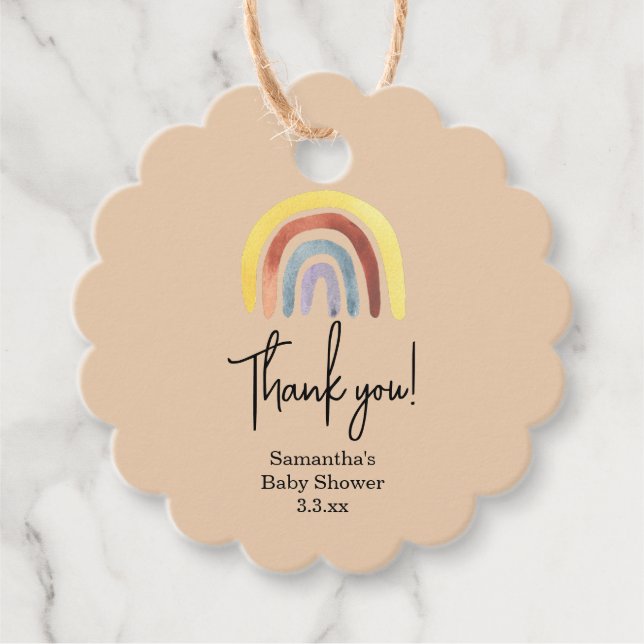 Rainbow-Boho-Babydusche Geschenkanhänger (Vorderseite)