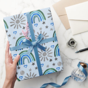 Rainbow Boho Birthday Baby Shower Boy Geschenkpapier