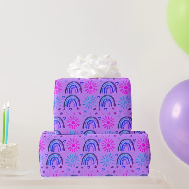 Rainbow Boho Birthday Baby Shower Girl Geschenkpapier (Partygeschenke)