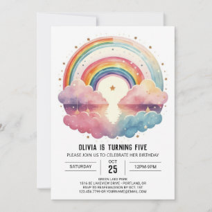 Rainbow Boho Clouds Girl Geburtstag Einladung