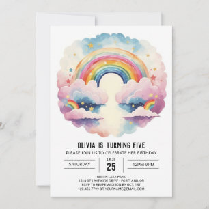 Rainbow Boho Clouds Girl Geburtstag Einladung