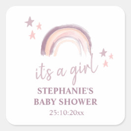 Rainbow Boho Es ist ein Girl Baby Shower Square St Quadratischer Aufkleber