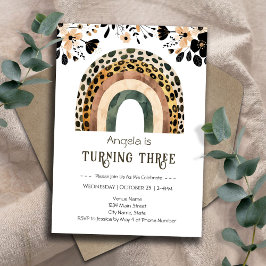 Rainbow Boho Floral 2. Geburtstag Einladung