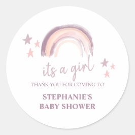 Rainbow Boho It's a Girl Baby Shower Danke Runder Aufkleber