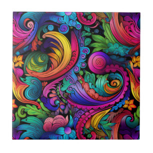 Rainbow Boho Paisley Tile Fliese