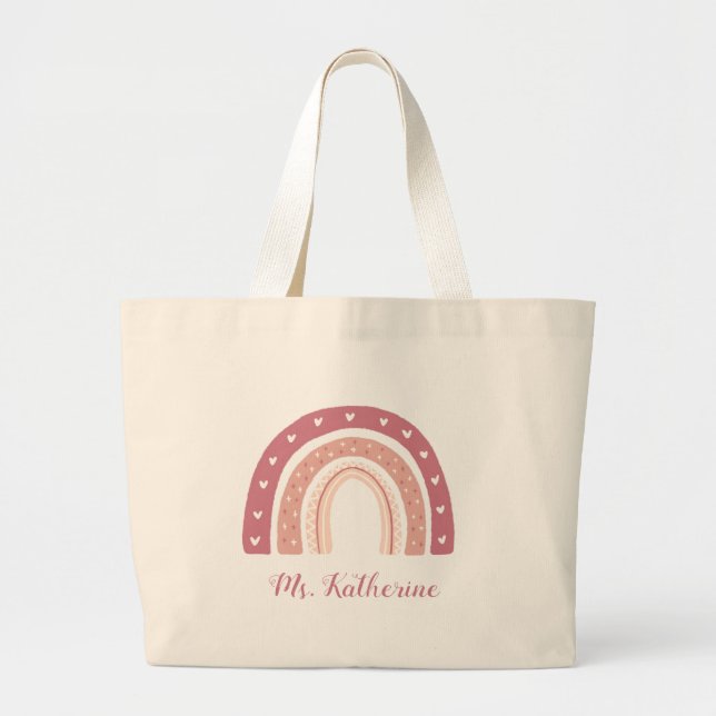 Rainbow Boho Pastel Pink Gift Große Totentasche Jumbo Stoffbeutel (Vorne)
