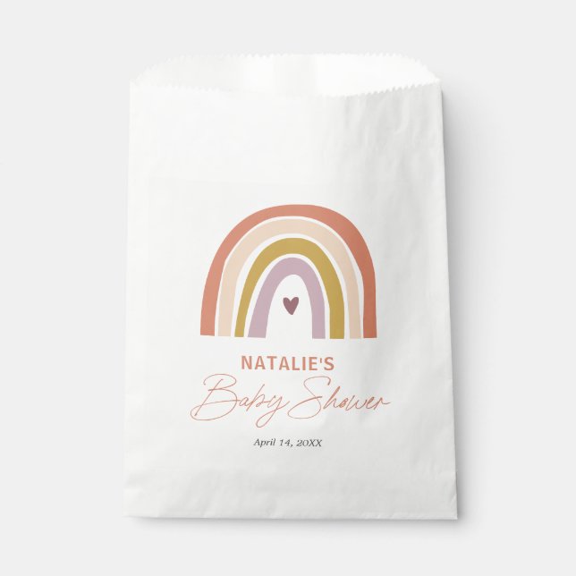 Rainbow Boho Peach Lila Baby Dusche Geschenktütchen (Vorderseite)