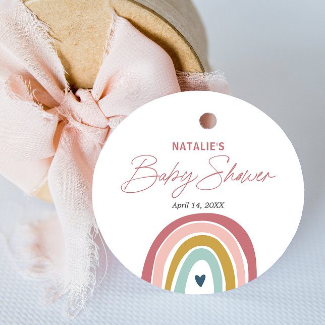 Rainbow Boho Pink Blue Baby Dusche Geschenkanhänger (Von Creator hochgeladen)
