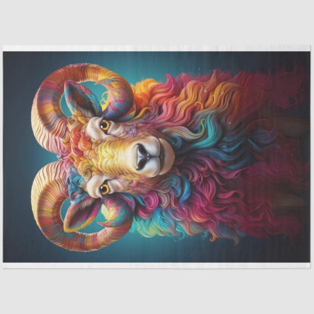 Rainbow Boho Ram Decoupage Seidenpapier (Vorderseite)