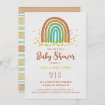 Rainbow Boho Watercolor Kinderdusche Einladung