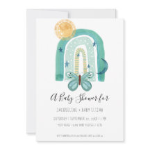 Rainbow Boho Watercolor Moderne Aquamarin Blue Sun